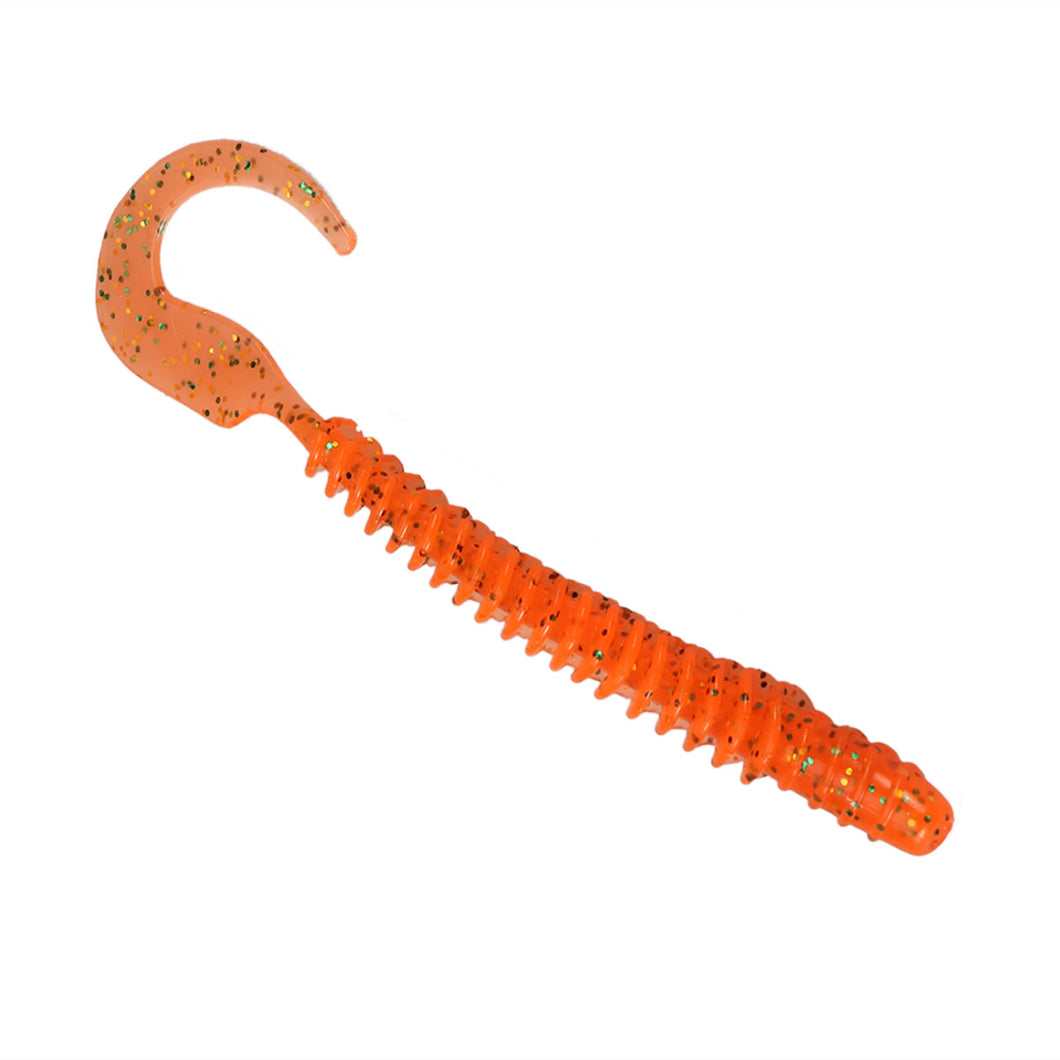 Soft Silicone Grubs Tailed Fishing Worm Bait Multisection Fishing Lures Artificial Fish Bait Lures Hook Fishing Accessories (Orange)